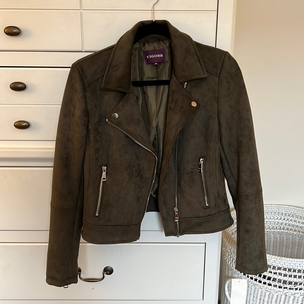 Faux Suede Moto Jacket